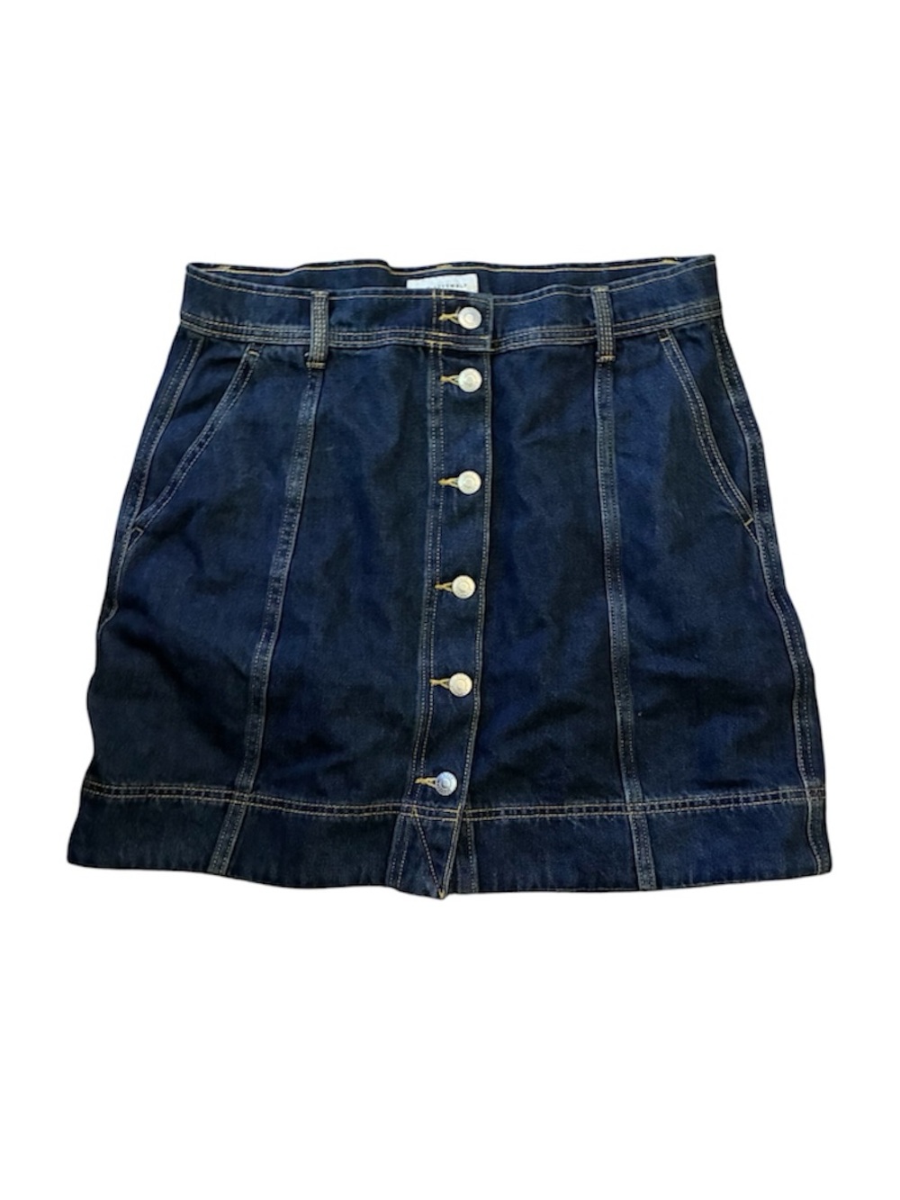 Free Assembly Utility Denim Mini Skirt Button Front Dark Wash 10